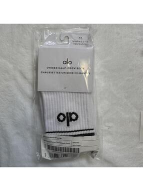 Alo Yoga Unisex Half-Crew Throwback Socks White/Black Size M